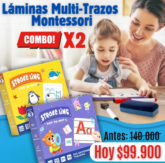 Combo X2- Láminas Multi-Trazos Montessori